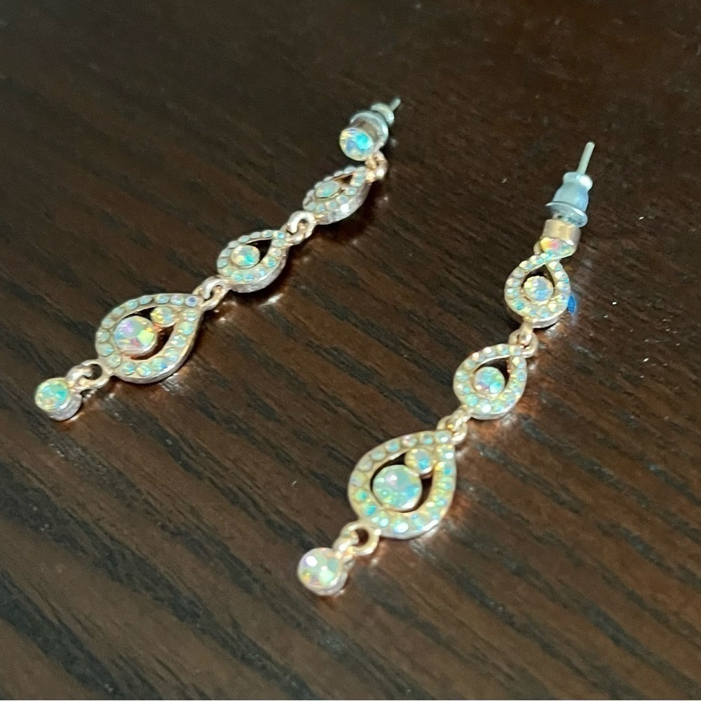 Rose gold and iridescent crystal earrings